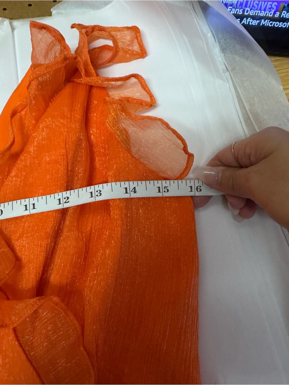 Anthropologie Hutch Tangerine Orange Sleeveless Ruffle Jumpsuit Size 6P NWT - Picture 13 of 16